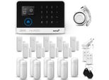 Huxgo HXA003 Sistema Di Allarme Casa Wifi + Gsm 4G Con Sirena, Sistema Di Allarme Con 9X Sensore Di Movimento E 9X Sensore Porta-Finestra, Sistema Di Allarme Per Appartamento, Casa, Ufficio, Tuya Smartlife App