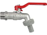 Valvola A Sfera Cromata Da 1/2" Con Leva Rossa - Bocchetta In Metallo Da 3/4"" X 1/2"" Per Tubo Da Giardino O Tubo Di Collegamento Agli Elettrodomestici"