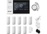 Huxgo HXA007 Sistema Di Allarme Casa Wifi + Gsm 2G Con Sirena, Sistema Di Allarme Con 9X Sensori Di Movimento E 1X Sensore Porta-Finestra, Sistema Di Allarme Per Appartamento, Casa, Garage, Tuya Smartlife App