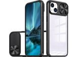 Custodia Per Iphone 15 Custodia Ibrida In Tpu Trasparente Con Cover Fotocamera Scorrevole Nera