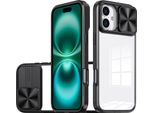 Custodia Per Iphone 16 Custodia Ibrida In Tpu Trasparente Con Cover Fotocamera Scorrevole Nera