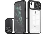 Custodia Per Iphone Xr Custodia Ibrida In Tpu Trasparente Con Cover Fotocamera Scorrevole Nera