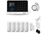 Huxgo HXA003 Sistema Di Allarme Casa Wifi + Gsm 2G Con Sirena, Sistema Di Allarme Con 5X Sensori Di Movimento E 1X Sensore Porta-Finestra, Sistema Di Allarme Per Appartamento, Casa, Garage, Tuya Smartlife App