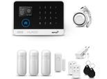 Huxgo HXA003 Sistema Di Allarme Casa Wifi + Gsm 2G Con Sirena, Sistema Di Allarme Con 3X Sensore Di Movimento E 1X Sensore Porta-Finestra, Sistema Di Allarme Per Appartamento, Casa, Garage, Tuya Smartlife App