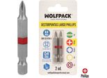 Wolfpack Linea Profesional Cacciavite A Croce Con Punte Lunghe N. 0 (2 Pezzi). Acciaio Al Cromo Vanadio S2. Punte Esagonali, Portapunte,