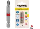 Wolfpack Linea Profesional Cacciavite A Croce A Punte Lunghe N. 2 (2 Pz.). Acciaio Al Cromo Vanadio S2. Punte Esagonali, Portapunte,