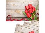 Set Di 4 Tovagliette Lavabili In Legno E Fiori Di Tulipani