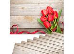 Set Di 8 Tovagliette Lavabili In Legno E Fiori Di Tulipani
