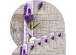 Set Di 6 Tovagliette Lavabili Rotonde Effetto Legno Lavanda