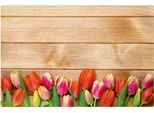 Set Di 8 Tovagliette Lavabili Con Tulipani Colorati Effetto Legno