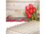 Set Di 12 Tovagliette Lavabili In Legno E Fiori Di Tulipani