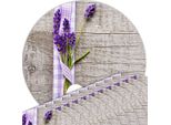 Set Di 12 Tovagliette Lavabili Rotonde Effetto Legno Lavanda