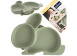 Piatto Da Dessert Per Bambini Orion Diviso Coniglio Verde 23X18,5X3,5 Cm