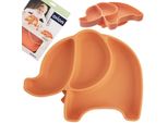 Piatto Da Dessert Per Bambini Orion Diviso Elefante Arancione 23X19X3,5 Cm