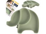 Piatto Da Dessert Per Bambini Orion Diviso Elefante Verde 23X19X3,5 Cm