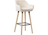 Sedia Da Bar Grant - Tessuto, Gambe In Legno Naturale - Beige