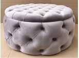 Casa Padrino Sgabello Chesterfield Rotondo Con Contenitore Grigio Ø 100 X H. 45 Cm