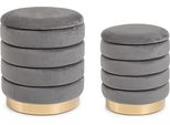 Set Di 2 Pouf Darina 40 X 40 X 44 Cm Mdf Poliestere Grigio Oro