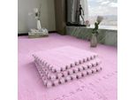 Confezione Da 10 Tappetini In Peluche Per La Stanza Dei Bambini, Tessere Di Moquette 30X30 Cm, Pavimento Confortevole Per Il Soggiorno - Rosa Flufftile