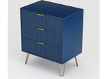 Cdglobal Cassettiera Con 3 Cassetti, 40X60X70 Cm, Mobile Con 3 Cassetti, Credenza, Mobile Tv, Credenza Con Cassetti, Cassettiera Stretta, Mobile Per Soggiorno Camera Da Letto, Corridoio (Blu)