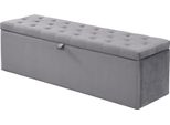Abrihome Panca Imbottita Con Contenitore, Panca Imbottita In Velluto, 138 X 41 X 42 Cm Sgabello Da Letto - Grigio