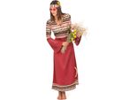 Abito Hippie Anni '60 Retro Da Donna Color Bordeaux - S