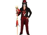 Voodoo Shaman Halloween Costume Magico Tuta Nero Rosso Aspetto Misterioso Totem Accessorio, Taglia: 54 - 56 (Xl) Colore: Nero