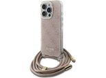 Guess GUHCP16LHC4SEP Iphone 16 Pro 6,3" Rosa Custodia Rigida Crossbody Cord 4G Print SchutzhüLle"
