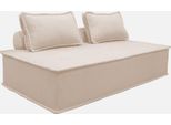 Sweeek - Poltrona A Due Posti Per Divano Componibile Imbottito In Tessuto - Crema