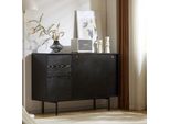 Cassettiera Aiorber, Design Senza Maniglie, Ampio Spazio Di Archiviazione, Struttura Robusta, Base Curva, Per Camera Da Letto, Soggiorno, 120X35X78Cm, Nero