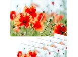 Set Di 6 Tovagliette Lavabili Con Fiori Di Papavero Estivi