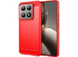Custodia Per Xiaomi 14T / 14T Pro In Silicone Tpu Morbido, Fibra Di Carbonio, Custodia Protettiva Antiurto Rosso
