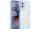Custodia Per Motorola Moto G55 Trasparente, Antiurto In Silicone Tpu Protettivo Blu