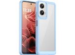 Custodia Per Motorola Moto G35 Trasparente, Protettiva In Silicone Tpu Antiurto Blu