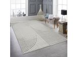 Tappeto Soggiorno Motivo Geometrico A Linee E Fiocchi Grigio Dimensioni - 160 X 230 Cm