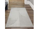 Tappeto Soggiorno Motivo Geometrico A Linee E Fiocchi Grigio Dimensioni - 80 X 300 Cm