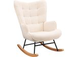 Poltrona A Dondolo Poltrona Relax Poltrona A Dondolo Poltrona Da Salotto Poltrona Oscillante Poltrona D'accento Per Camera Da Letto, Soggiorno Poltrona A Dondolo In Velluto Teddy Con Schienale A Scacchi, 68X75X92Cm (Beige)