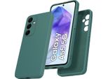Custodia Per Samsung Galaxy A55 Morbido Silicone Liquido, Custodia In Gomma Antiurto Verde Notte