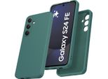 Custodia Per Samsung Galaxy S24 Fe Morbido Silicone Liquido, Custodia In Gomma Antiurto Verde Notte