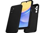 Custodia Per Samsung Galaxy A15 Morbido Silicone Liquido, Custodia In Gomma Antiurto Nero