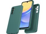 Custodia Per Samsung Galaxy A15 Morbido Silicone Liquido, Custodia In Gomma Antiurto Verde Notte