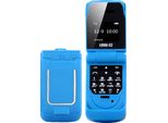 J9 0,66 Zoll Mini Filp Handy Fm Wireless Bluetooth 3.0 Dialer Hands Free Headset Handy Blau