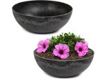 Fioriera Rotonda Bulbosa Da 20 Cm Per Esterni, Nero Marmorizzato
