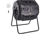 Compostiera Tumbler 162,7 L, Compostiera A Tamburo Compostiera Rotante A Doppia Camera 735 X 625 X 955 Mm, Bidone Per Compost Da Giardino Caricabile Da 50 Kg, Guanti Inclusi