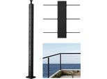 Paletto Per Ringhiera A Cavo Nero 106,6X4,98X4,98Cm - Paletto Per Ringhiera Con Fori A L