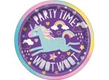 Unique Party - Stelle E Unicorno - Piatto Da 8 - Carta SG38611 (Taglia Unica) (Viola/Colore)