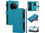 Custodia Per Vivo X100 Pro/X100S Pro, Con Cerniera, Portafoglio, Custodia Flip In Finto Cuoio Con Tasche Per Carte, Supporto E Passante Per La Mano Lake Blu