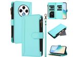 Custodia Per Tecno Spark 30 4G, Con Cerniera, Portafoglio Custodia Flip In Finto Cuoio Con Tasche Per Carte, Supporto E Passante Per Mano Verde Menta