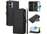 Custodia Per Tecno Spark 9T/Spark 9 Pro, Flip Case In Finto Cuoio Con Cerniera E Portafoglio, Con Tasche Per Carte, Supporto E Passante Per La Mano, Nero