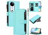Custodia Per Vivo S19, Con Cerniera, Portafoglio Custodia Flip In Finto Cuoio Con Tasche Per Carte, Supporto E Passante Per Mano Verde Menta